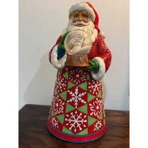 Jim Shore "Frosty Keepsake" Santa Figurine Intricate Snowflake Design Snow Globe